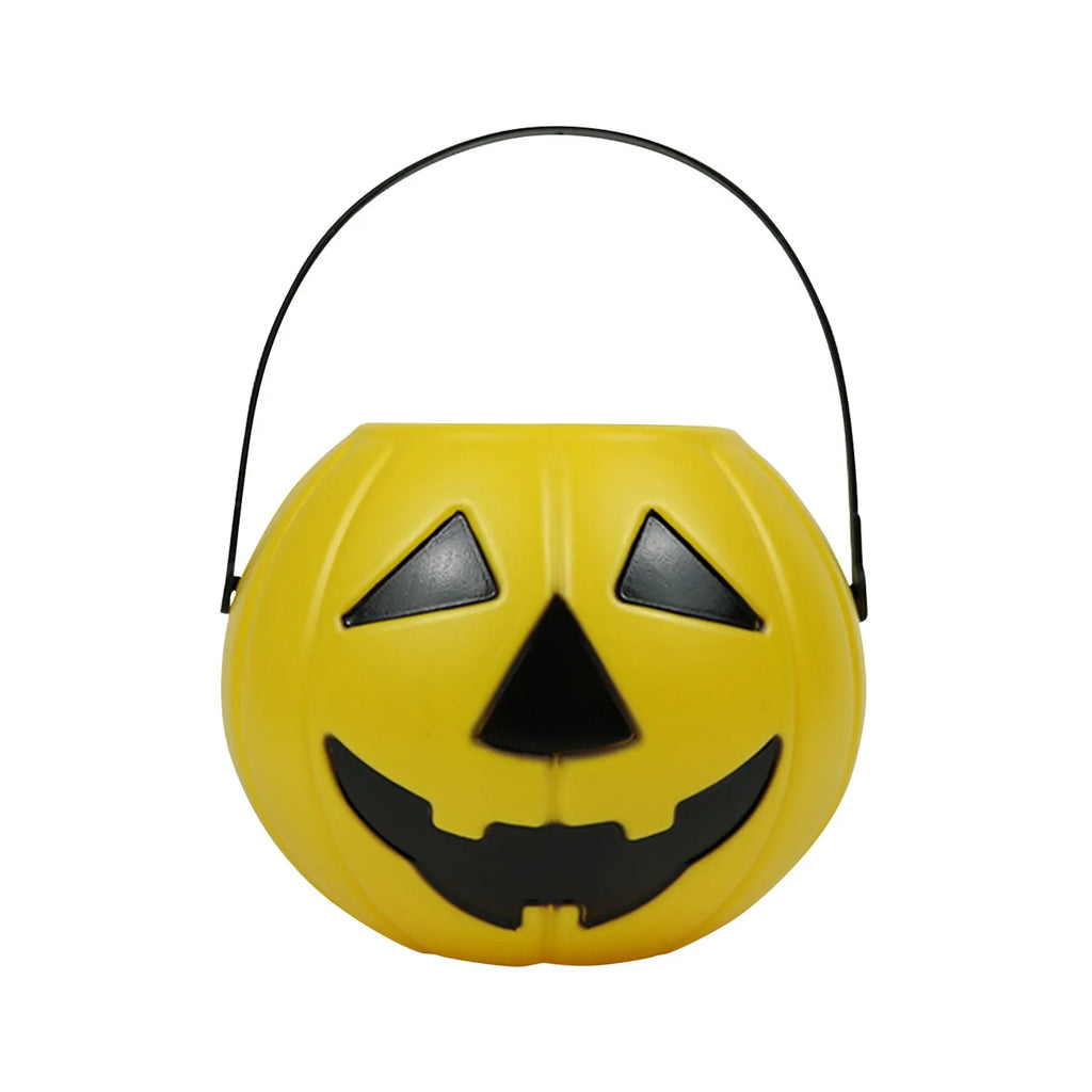 Halloween Multi-color Pumpkin Bucket Portable Plastic Candy Basket Trick Or Treat Kids Gift Packaging Halloween Party Ornament Qme