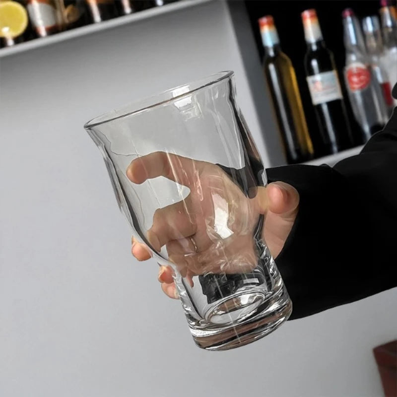 Large Capacity Transparent Wide-mouth Glass Iced Americano Coffee Cup Qme