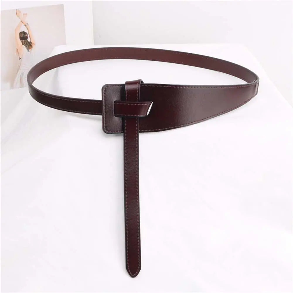 Black Adjustable Clothing Accessories Thin Coat Knotted Corset Belt Qme coffee 118 cm