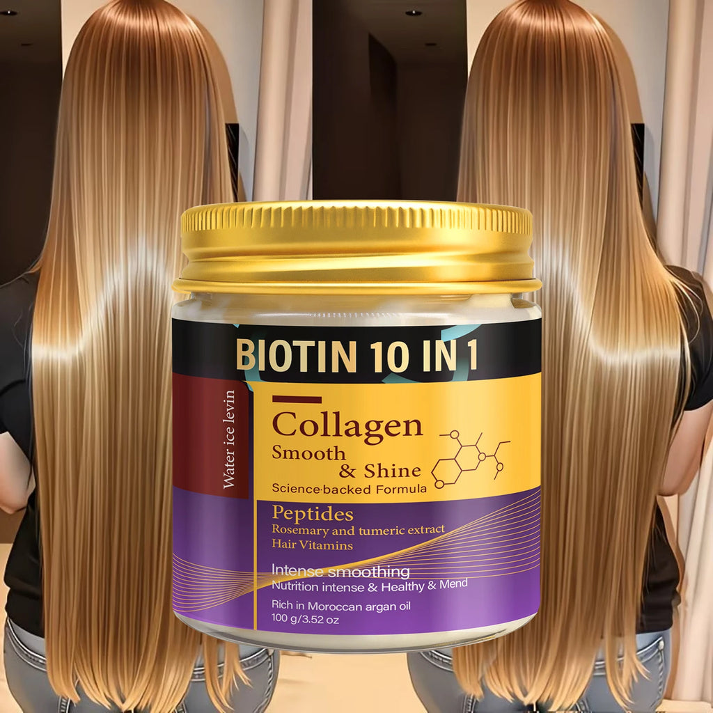 Collagen & Keratin Hair Mask - Biotin 10-in-1 Formula for Smooth, Shiny & Repaired Hair Qme