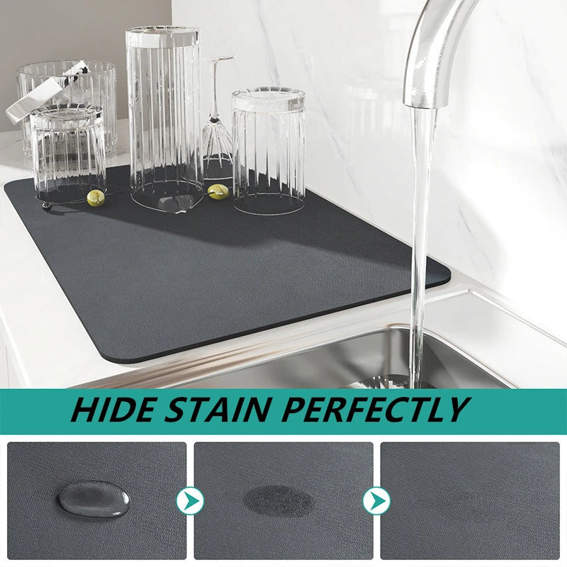 Super Absorbent Anti-slip Coffee Dish Large Kitchen Absorbent Draining Mat Drying Mat Quick Dry Bathroom Drain Pad Kitchen Tool Qme
