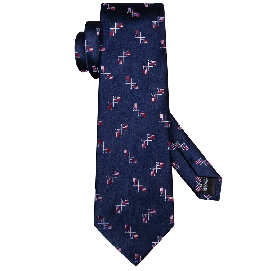 Hi-tie Navy Blue Fashion Mens Elegant Tie Handkerchief Cufflinks Qme