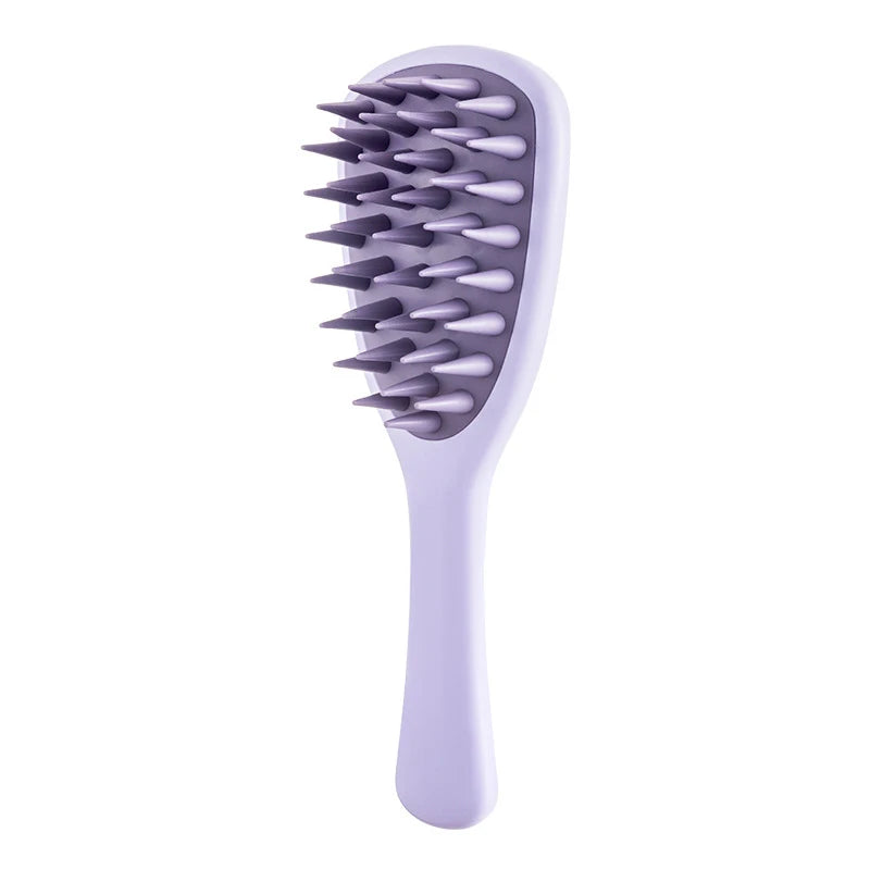 Shampoo Comb Coarse Teeth Long-handle Silicone Massage Tool Fluffy Qme Purple