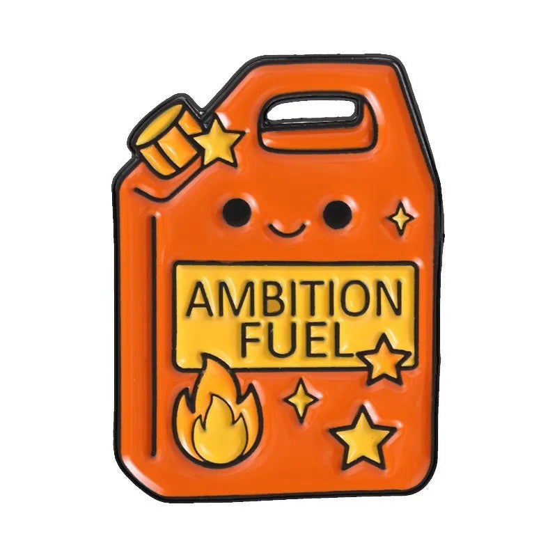 Motivational Enamel Pins Ambition Fuel Jerry Can Cup of Ambition Coffee Cup Lapel Brooches Positive Quote Badges for Daily Decor Qme Style1