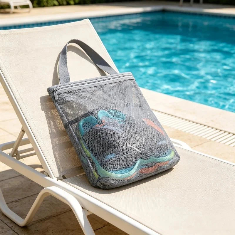 Mesh Tote Breathable Zipper Handle Portable Bath Organizer Camping Qme