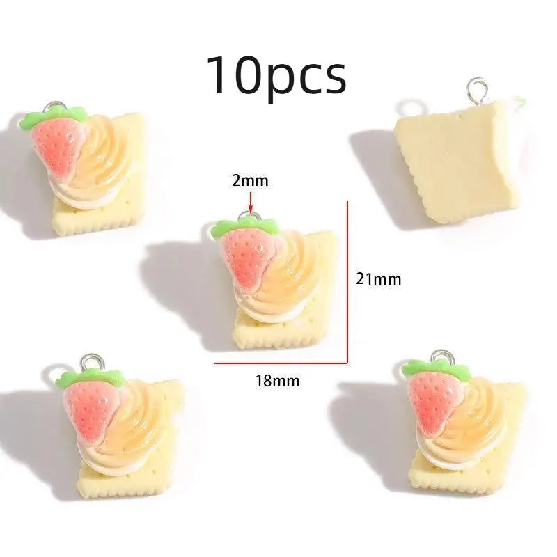 Strawberry Cake Resin Cartoon Charms 10/12Pcs Lovely Design for DIY Bag Pendant Phone Charm Jewelry Making Gift for Craft Lovers Qme 10pcs style 1