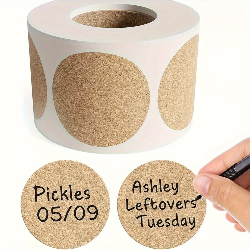 Label - 1 Round Label, used for organization, gifts and jars - Writing surface, customizable message Qme