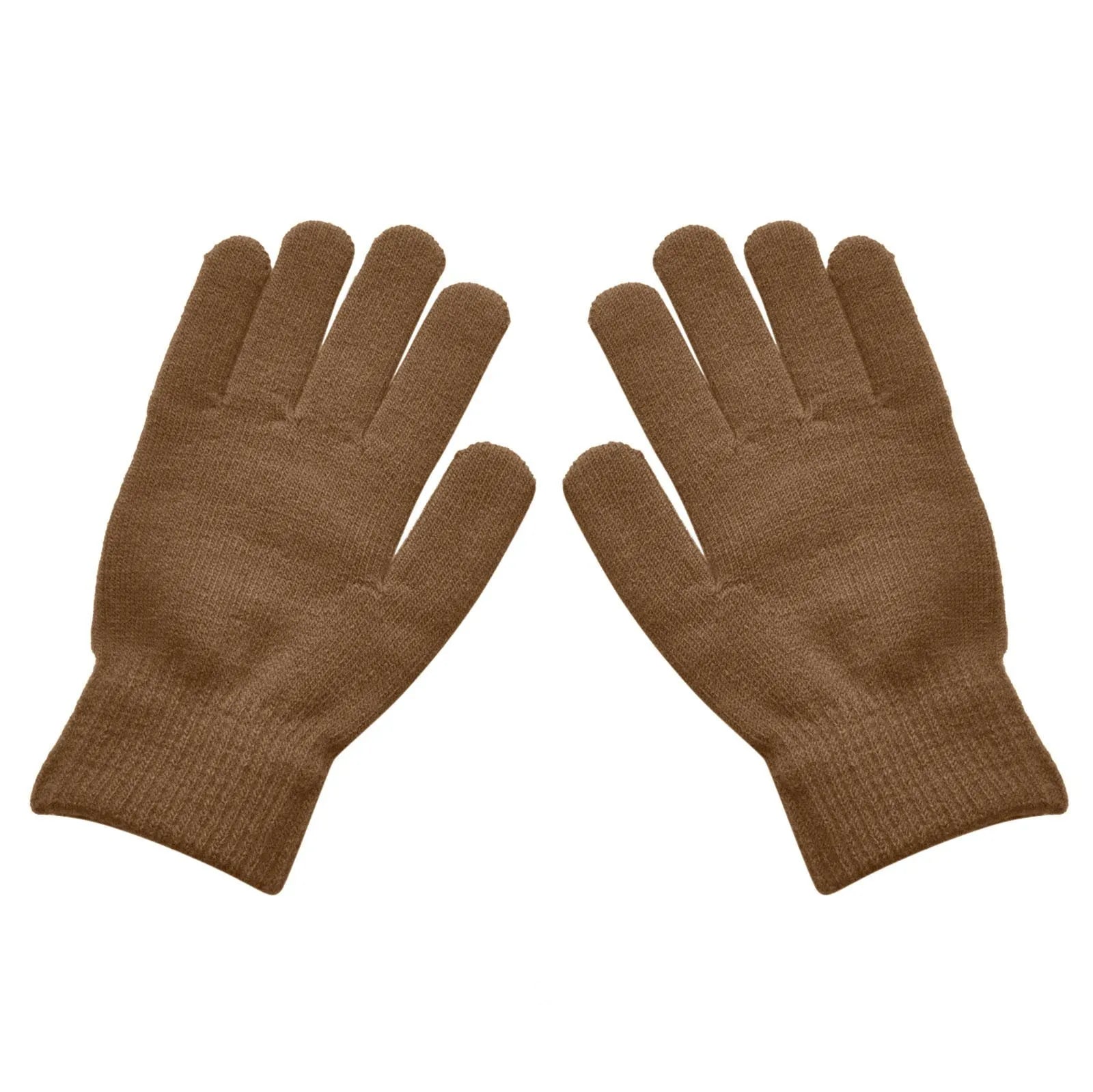 Adult Solid Color Knitted Gloves Outdoor Activity Sports Riding Warm Windproof Gloves Household Protective Gloves Qme Coffee One Size