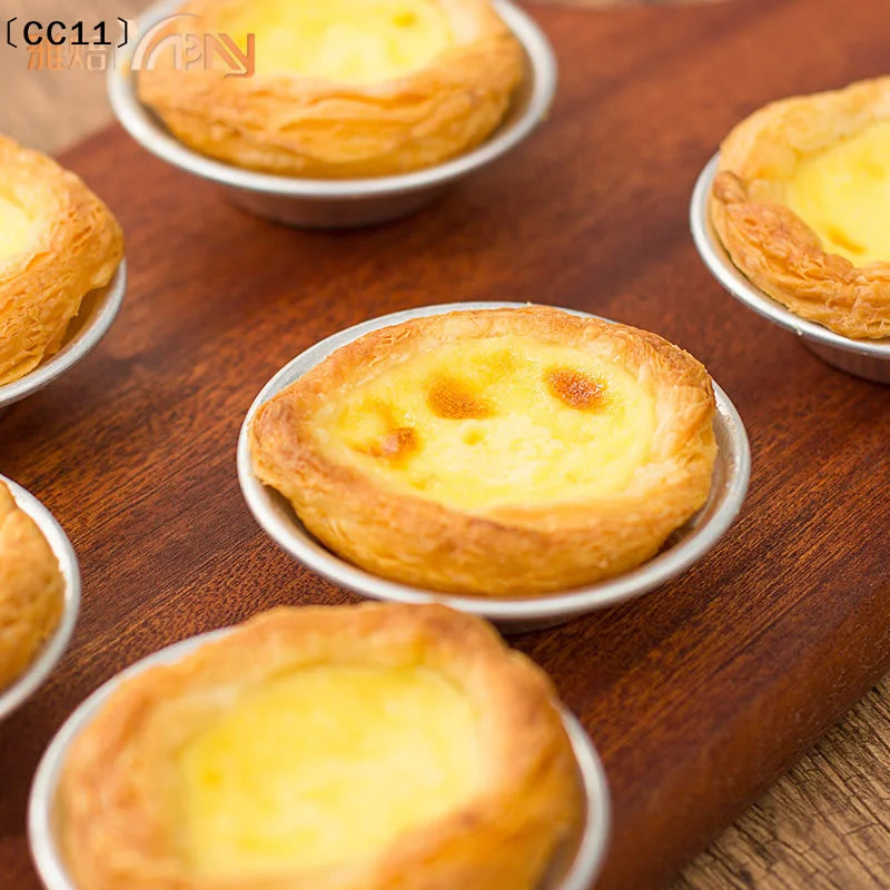 Reusable Non-stick Egg Tart Mold Aluminum Alloy Flower Round Shape Qme
