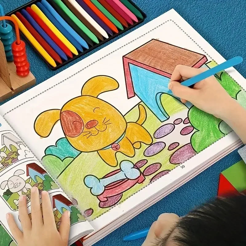 46-Page Kids Drawing & Painting Coloring Book - Educational Art Supplies for Creative Learning, Gift for Boys & Girls, Chinese V Qme