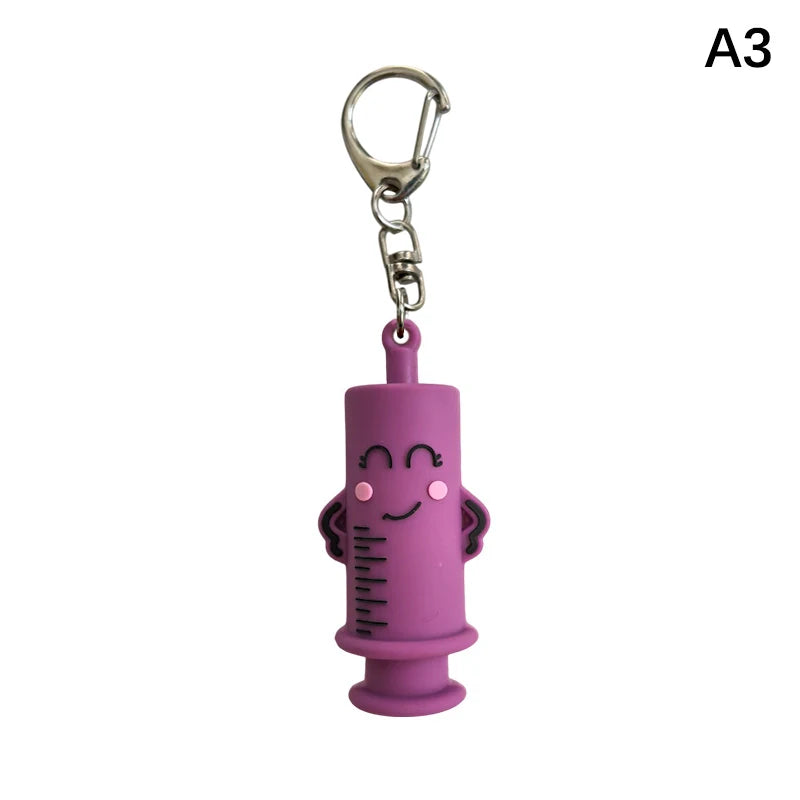 Syringe-shaped Ampoule Bottle Opener Keychain Rubber Cutter Aid Qme A3