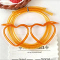 Funny Straw Glasses Flexible Drinking Tube Novelty Entertainment Qme 2 Orange