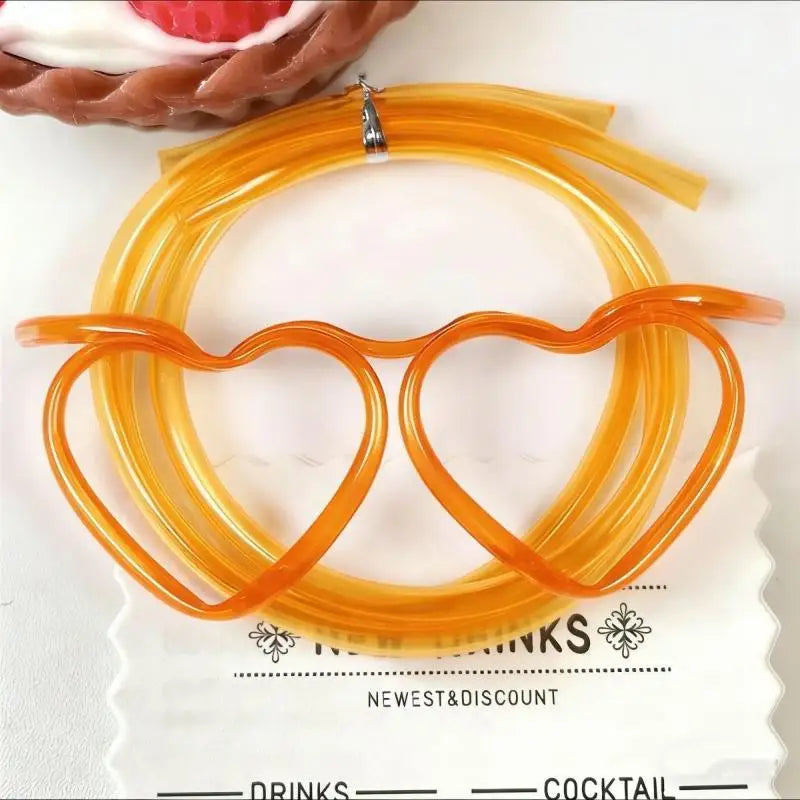 Funny Straw Glasses Flexible Drinking Tube Novelty Entertainment Qme 2 Orange