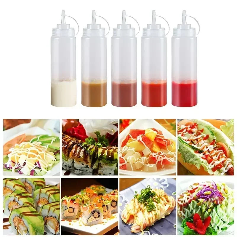 240 360 450 500 Squeeze Condiment Bottles Cap Lids Ketchup Mustard Qme