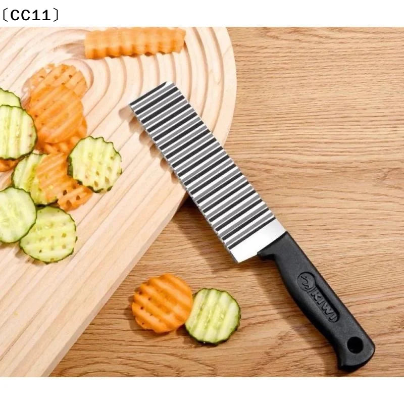 Stainless Steel Corrugated Knife Anti Slip Handle Cutting Potatoes Qme