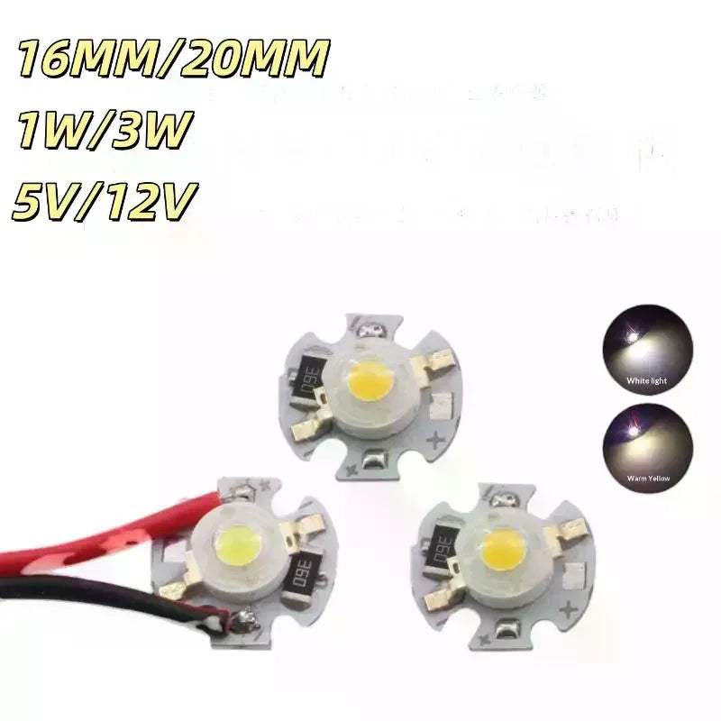 5/10Pcs 16mm 20mm LED Lamp Boards 1W 3W Single Color 5V 12V Warm Neutral White Spotlights Downlights Sunset Lights Qme