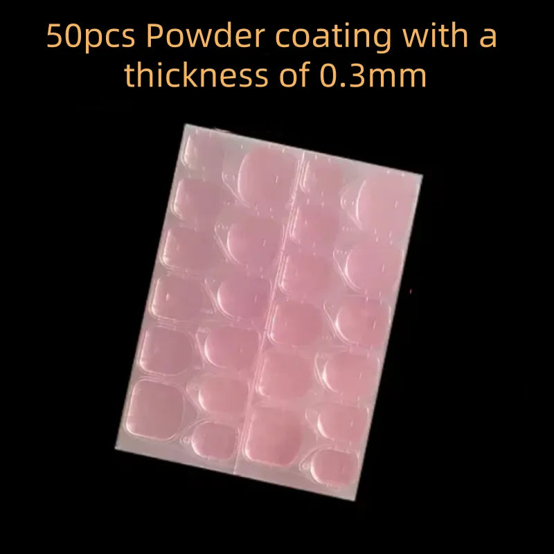 Stick Nail Jelly Double sided Adhesive Transparent Traceless Nail Glue Invisible Wear Nail Sheet Adhesive DIY Tools Qme 50pcs pink