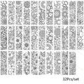Flower Pattern Coloring Bookmarks DIY Blank Black Line Drawing Qme A2