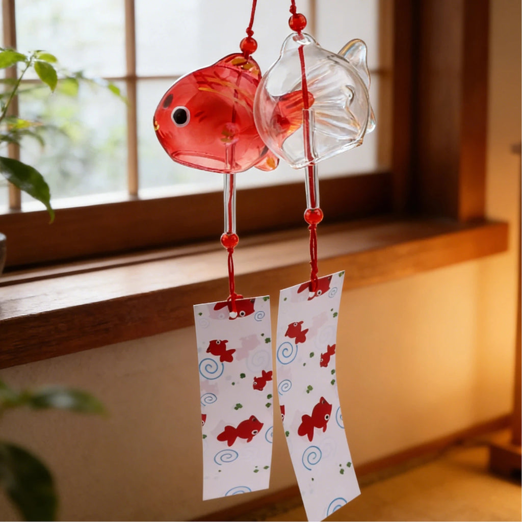 Wind Chime Chimes Japanese Glass S Goldfish Garden Hanging Outdoor Qme