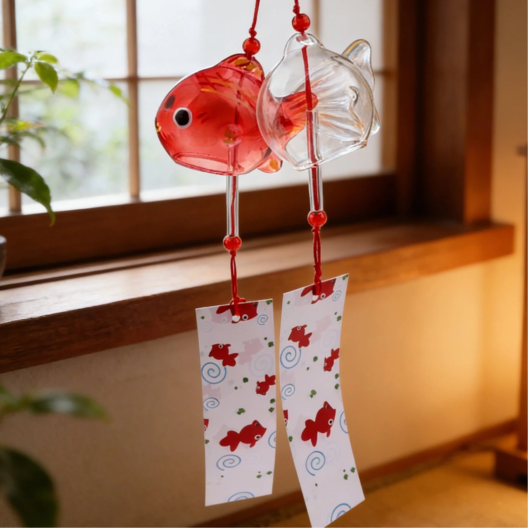 Wind Chime Chimes Japanese Glass S Goldfish Garden Hanging Outdoor Qme