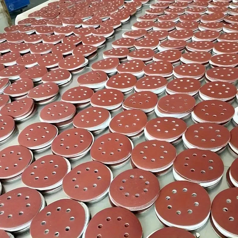 50 Uds. Papel de lija redondo de 5 pulgadas y 125mm disco de ocho agujeros hojas de arena grano 60-1000 disco de lijado de ganch Qme