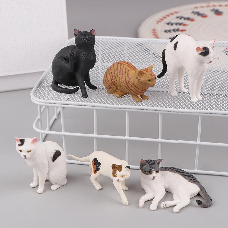 Mini Pet Cat Model Ornament Solid Simulation Animal Lying Orange Qme