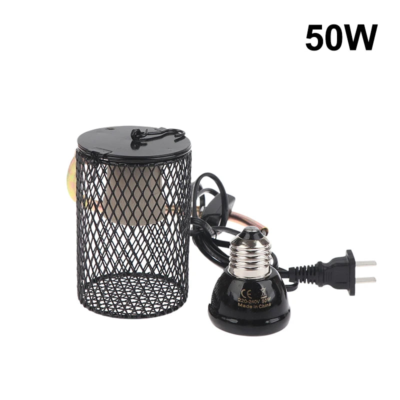 E27 Pet Heating Lamp With Anti-scalding Lampshade For Turtle Snake Lizard Infrared Ceramic Emitter Heat Light 25/50/75/100W Qme 50W