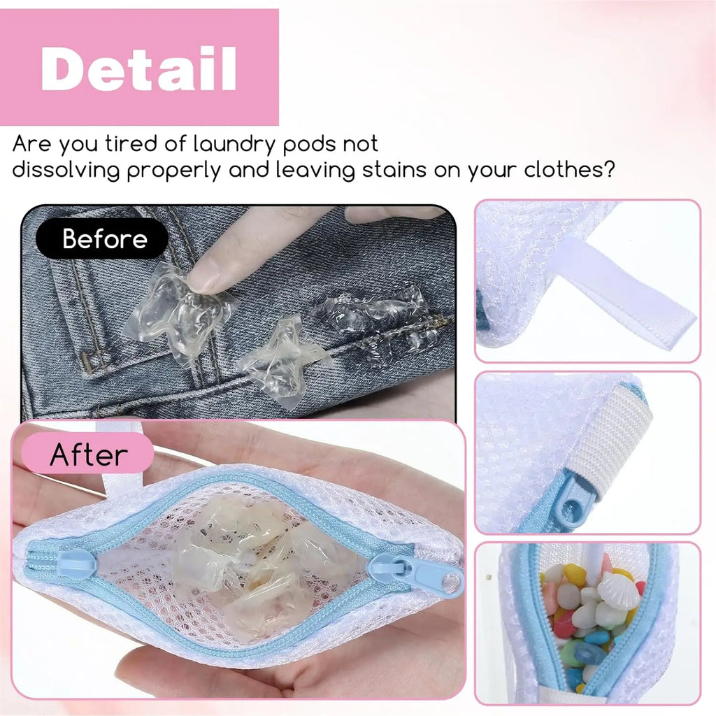 Triangular Laundry Pod Bag, Mini Mesh Laundry Bag for Washing Machine, Anti-residue Laundry Ball Dissolve Bag Qme