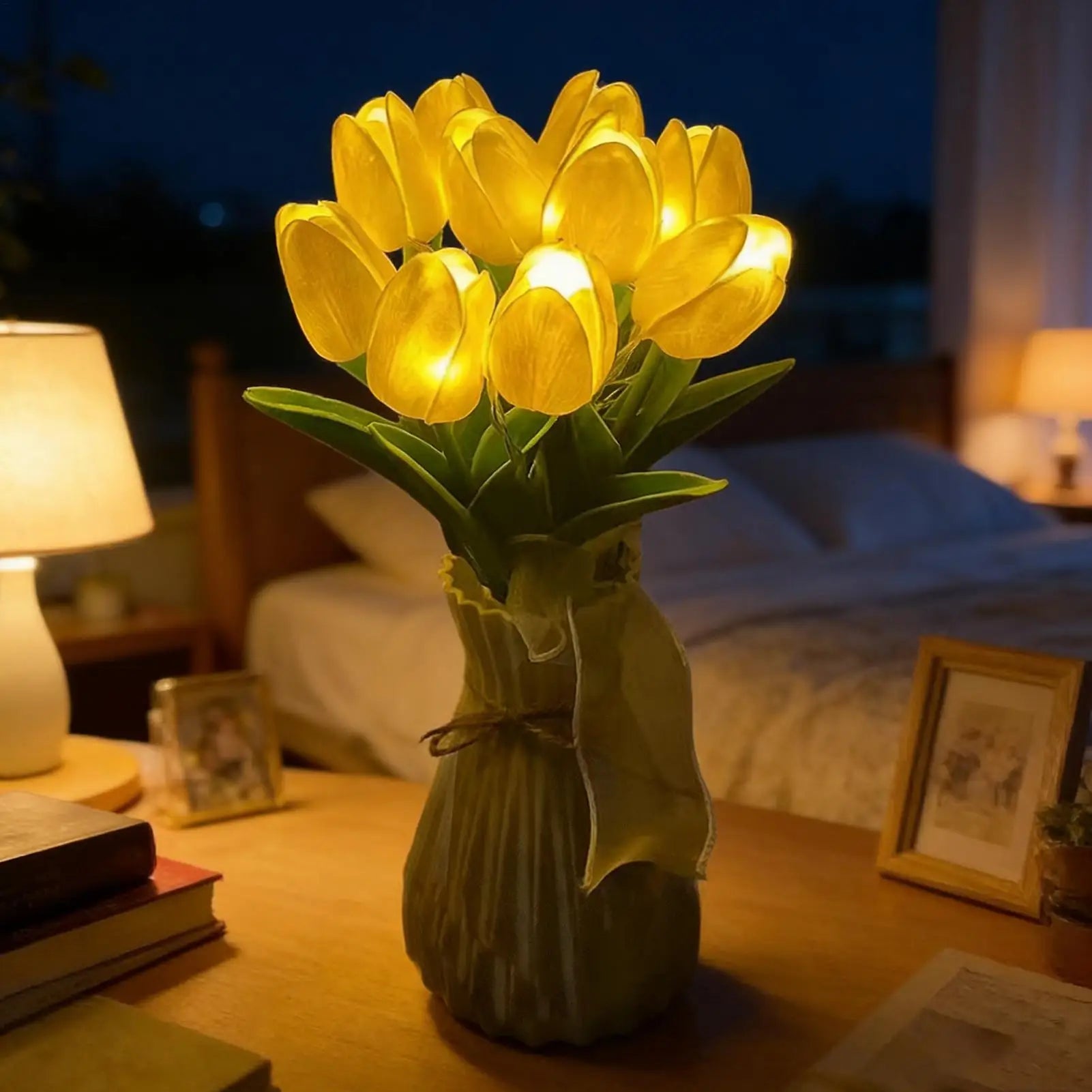 Light Up Faux Flowers Table Centerpiece Floral Lamps 15-pieces LED Qme