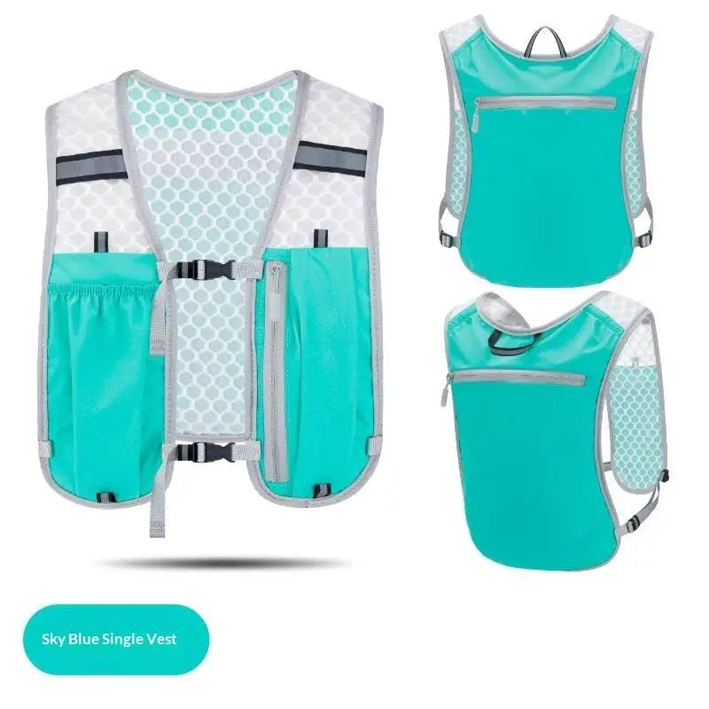 Running Water Bottle Storage Vest Lightweight Reflective Hydration Qme Blue