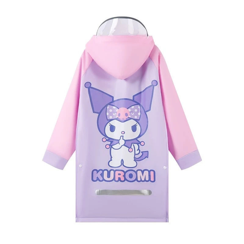 Kuromi EVA Student Raincoat Heavyweight Loose-fitting, Lightweight, Stylish, Hooded, Quick-Dry Raincoat Qme