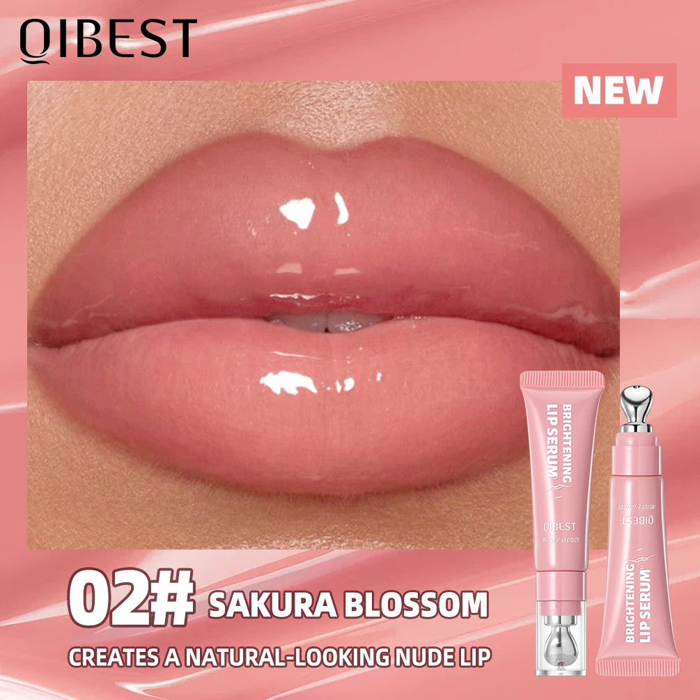 QIBEST 8 Colors Mirror Pearl Watery Crystal Jelly Lip Glaze Moisturizing Shiny Glitter Lipgloss Nourishing Lip Tint Cosmetics Qme 02