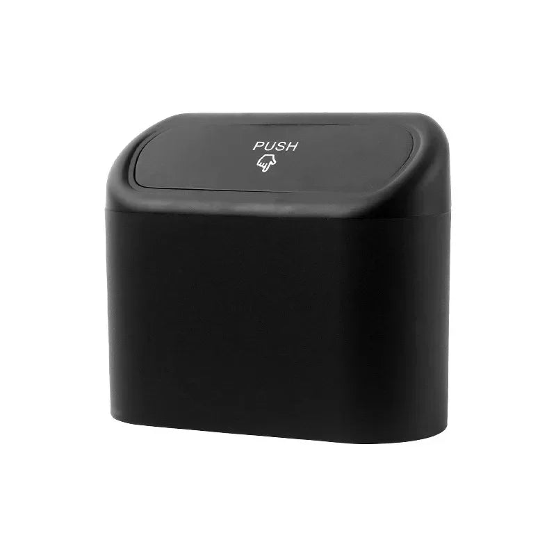 1PC Car Trash Can Seat Back Disposable Bag Mini Automobile With Cover Folding Storage Hanging Storage Box Multifunction Interior Qme Black