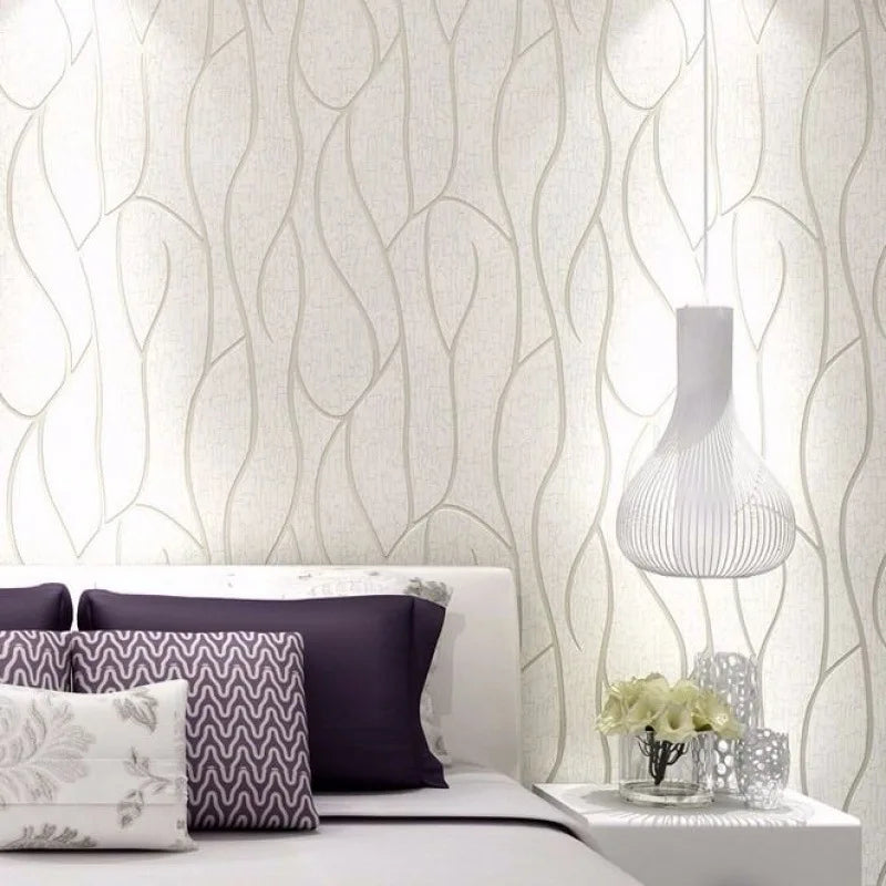 Background Wallpaper Room Decoration 53cm Wall Stickers Thickened Bedroom Curve Stripes Moisture-proof Non-woven European Modern Qme