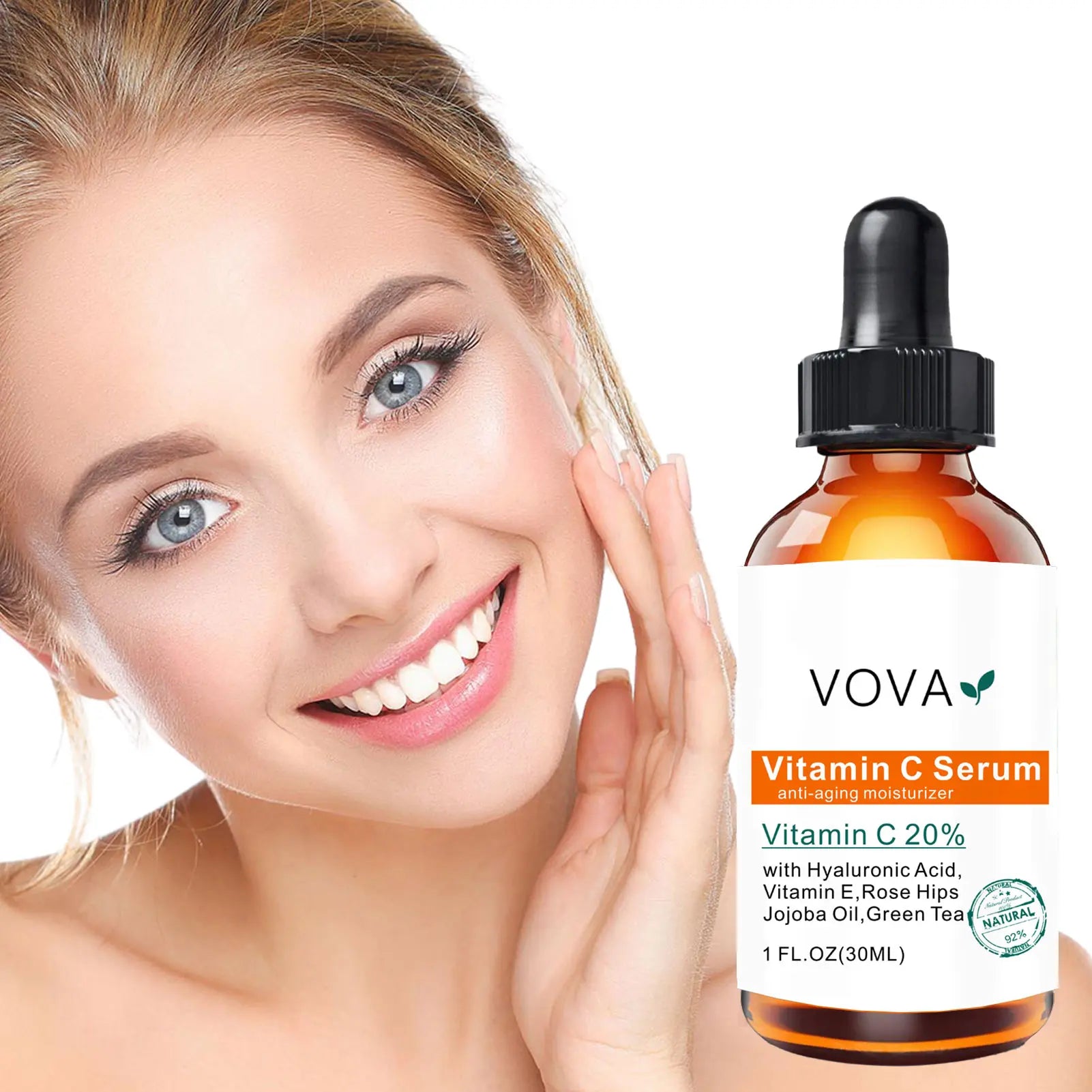 20% Vitamin C Liquid Serum Anti-aging Whitening VC Hyaluronic Acid Face Serum Brighting Moisturising Fade Fine Lines Skin Care Qme