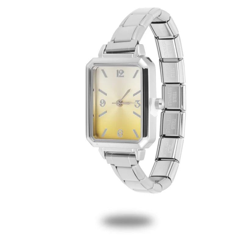Simple Square Watch Bracelet Fit DIY Italian Charm Stainless Steel