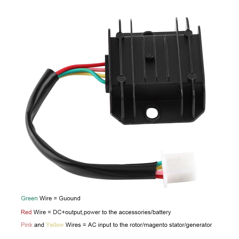 Motorbike Regulator Rectifier 4 Wires 4 Pins 12 Voltage Regulator Rectifier For 150-250CC Motorcycle Scooter Moped ATV Qme