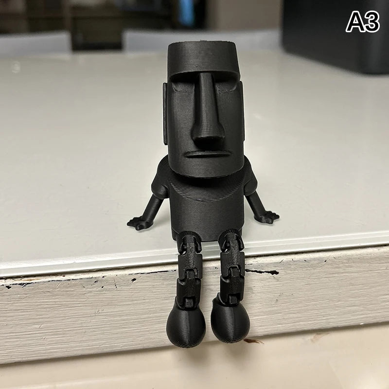 Island Moai Ornament Movable Joints Collectible Figurine Home Desk Qme A3