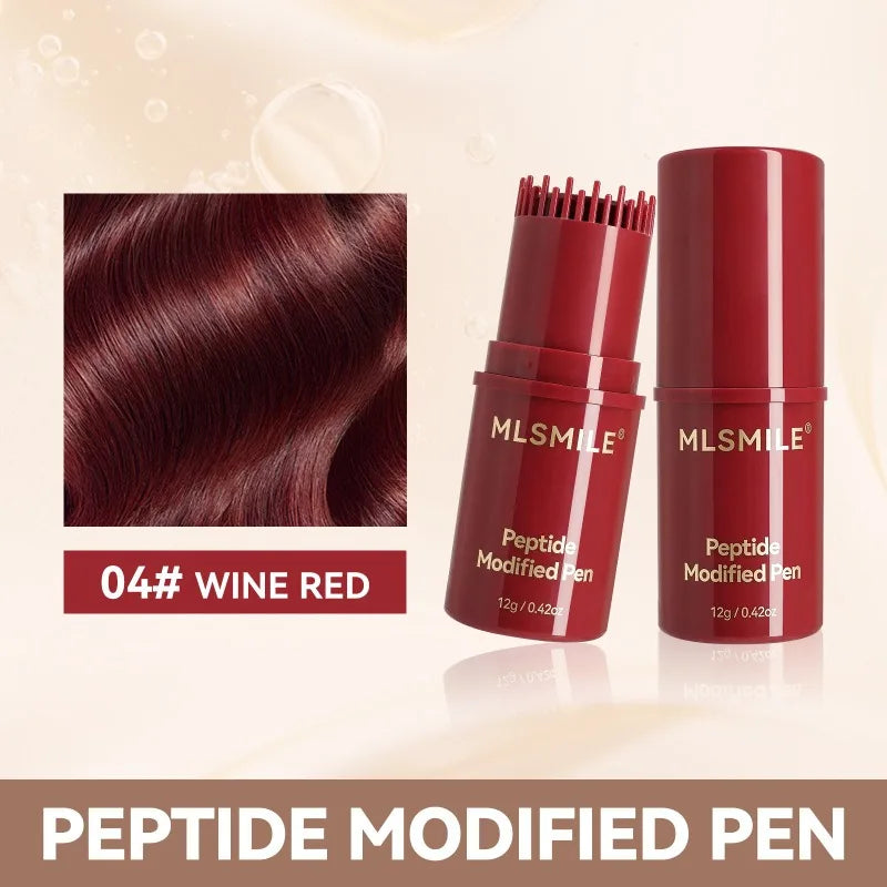Temporary Hair Color Brush 4 Colors Root Touch Up Waterproof & Non-Sticky Instant Gray Coverage Hair Makeup Tool for Men & Women Qme B 04 WINE RED
