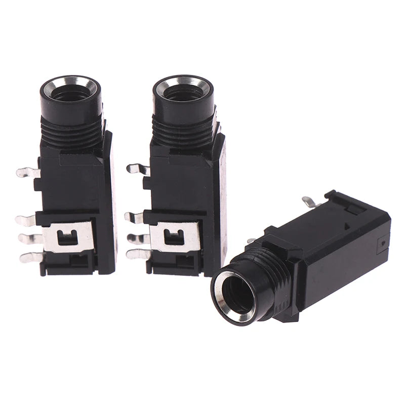 3pcs/lot 6.35mm Jack stereo female socket connector audio adapter 4pin . Qme