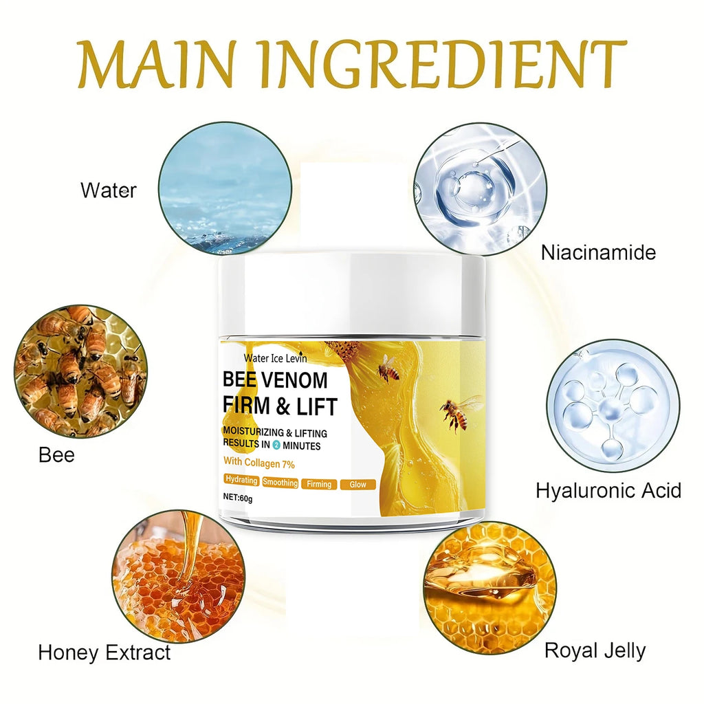 Bee Vemon Instant Face Lifting Cream - 60g | Tightening and Skin Lifting, Smoothing Fine Lines and Wrinkles | All Skin Types Qme