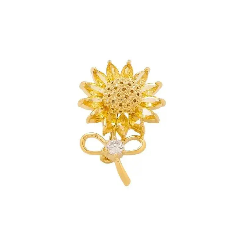 Sunflower Brooch Women's Pastoral Style - Handmade Sunny Fresh Flower Pin for Clothing Qme 1pcs