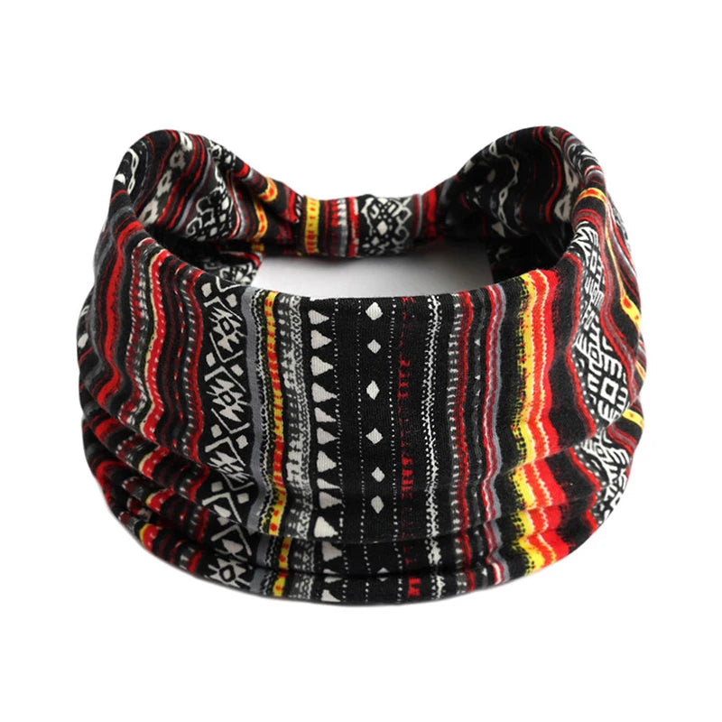 Bohemian Trendy Yoga Motion Hairpie Sweat-Absorbing Sweat Absorption And Elastic Cotton Head Ladies Headwear Hair Accessories Qme Black Striped