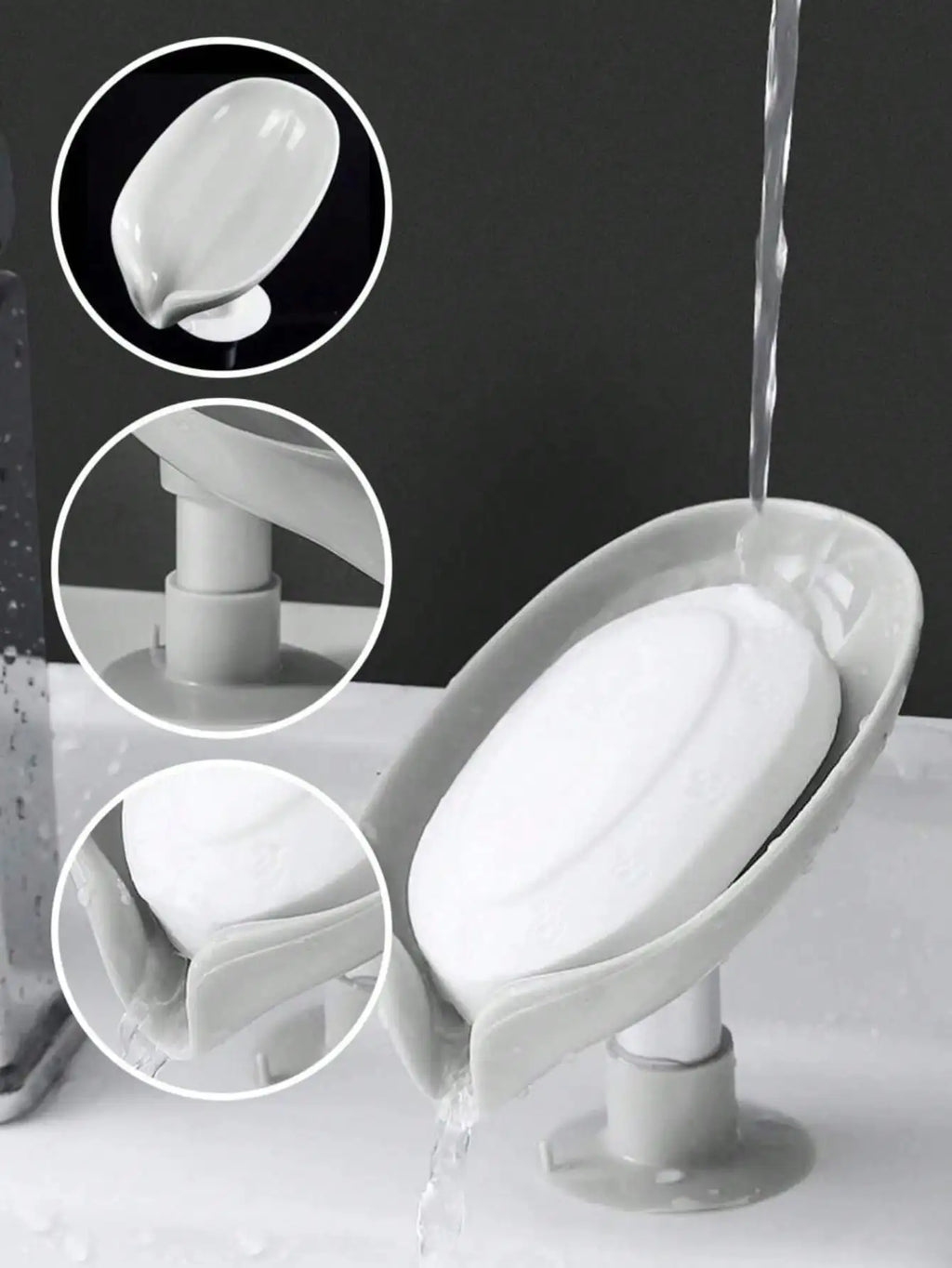 Plastic Soap Holder Leaf Shaped Suction Cup Flowing Tray Box Qme