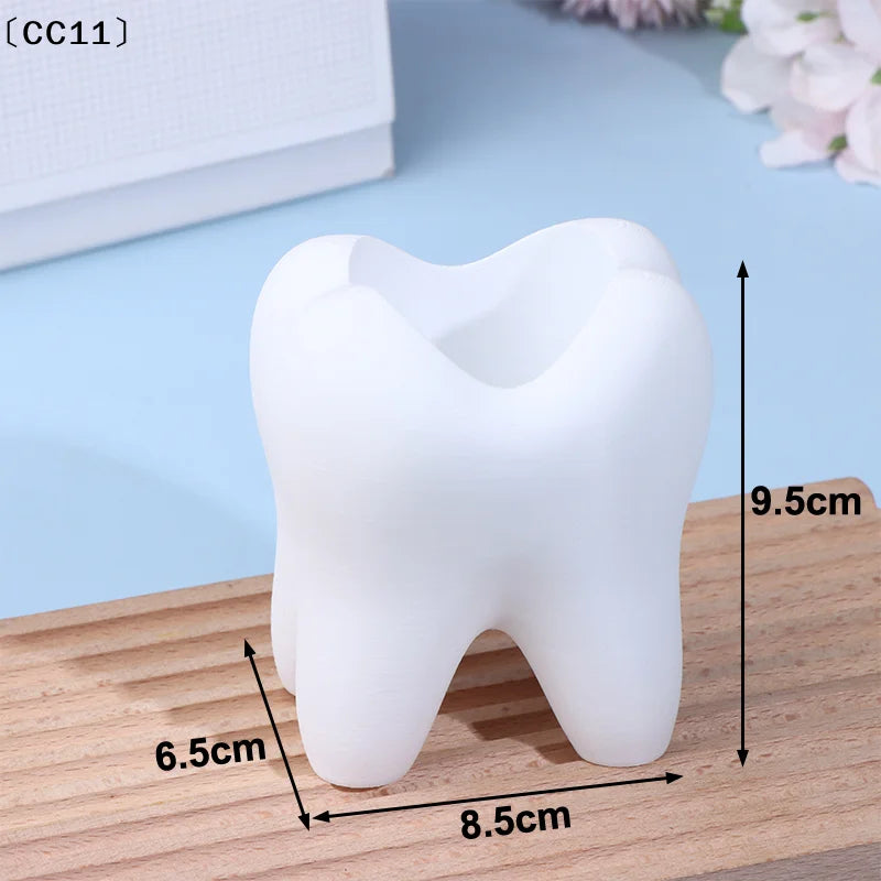 Tooth-shaped Toothbrush Holder Organizer Pen Plastic Makeup Brush Qme