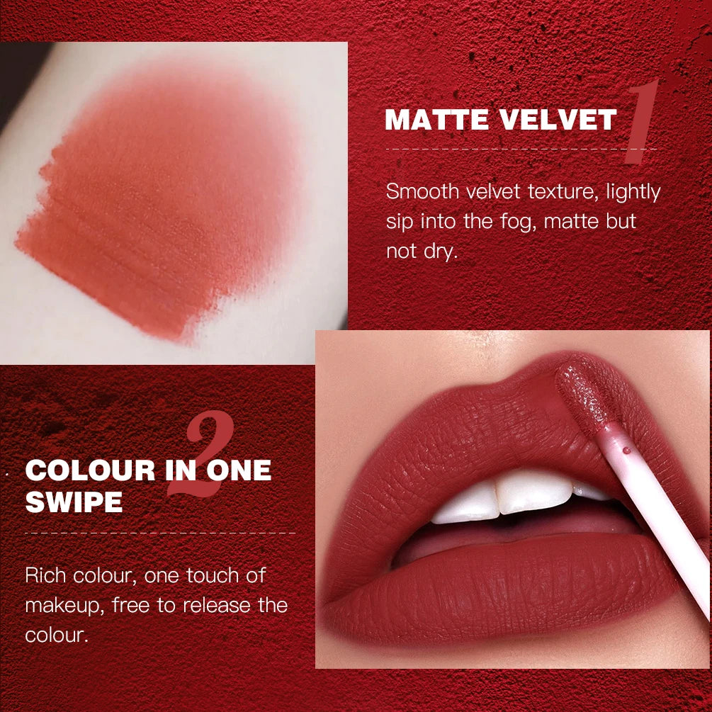 QIBEST 12 Color Liquid Lipstick Matte Velvet Lipgloss Waterproof Long-Lasting High Pigmented Lip Glaze Tint Cosmetics For Women Qme