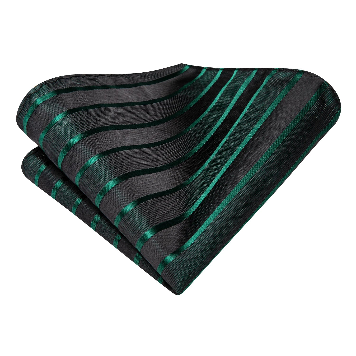 Black Green Striped Ties Men Wedding Accessories Mens Necktie Pocket Qme