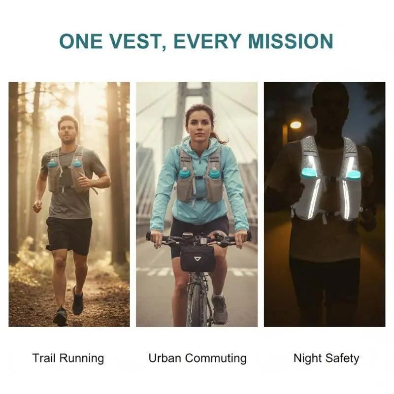 Running Water Bottle Storage Vest Lightweight Reflective Hydration Qme