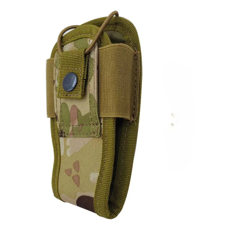 Portable Radio Walkie Talkie Holster, 1000D Tactical Molle Waist Bag Holder Pocket, Carry Bag for Hunting Camping Qme cp camouflage