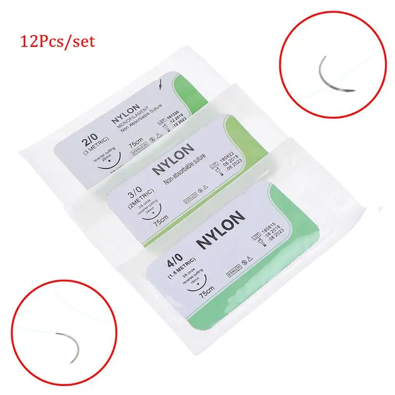 Surgical Practice Nylon Suture Thread 2 0 3 4 Sterile Needle Medical Qme